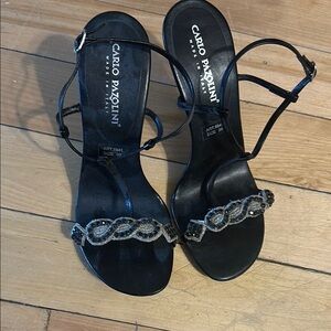 Elegant Black Strappy Sandals with High Heel